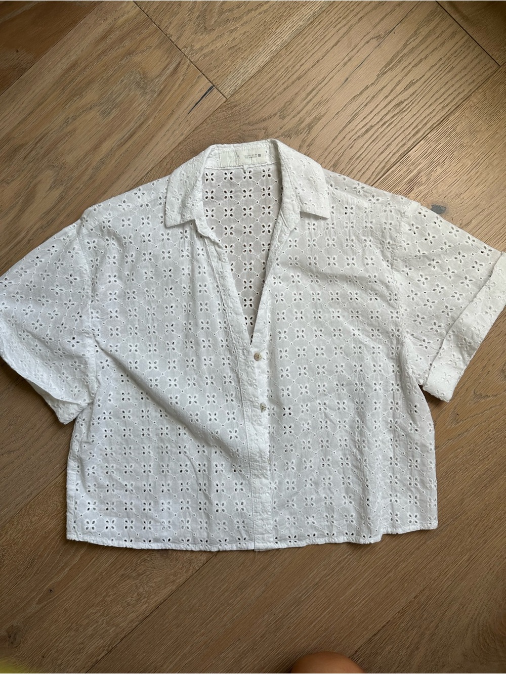 Zara Open Work Embroidery Shirt White S